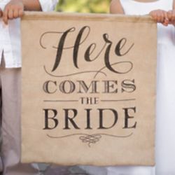 Here Comes The Bride Burlap Sign