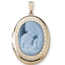 Parent and Child 14k Yellow Gold Large Cameo Locket