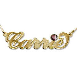 Gold-Plated Carrie Name Necklace with Swarovski Crystal
