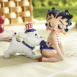 Betty Boop and Pudgy Star Spangled Salt and Pepper Shakers