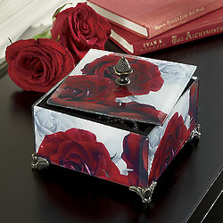 Red Rose Glass Box