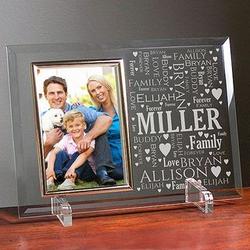Personalized Family Word-Art Beveled Glass Frame