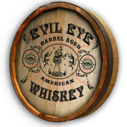 Personalized Evil Eye Whiskey Quarter Barrel Sign