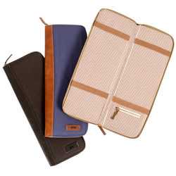 Personalized Canvas and Faux Leather Travel Tie Case