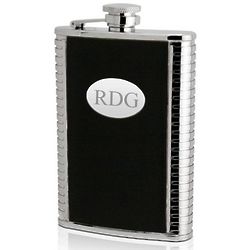 Personalized Elegant 8-Ounce Stainless Steel and Leather Flask