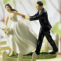 A Race to the Altar Couple Wedding Cake Topper
