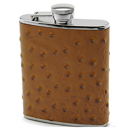 Brown Ostrich Leather Flask