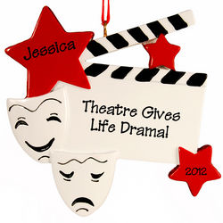 "Theatre Gives Life Drama!" Personalized Christmas Ornament