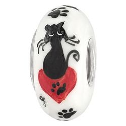 Hand-Painted Cat and Paws Bead