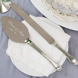 Personalized Wedding Cake and Knife Serving Set