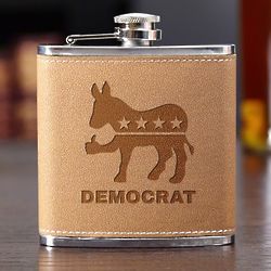 Thumbs Up Democrat Donkley Cocoa Leather Flask