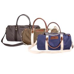 Personalized Monogram Canvas and Leather Duffle Bag