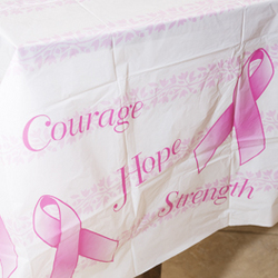 Pink Ribbon Plastic Tablecover