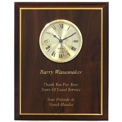 Cherry Wood Recognition Wall Plaque with Clock