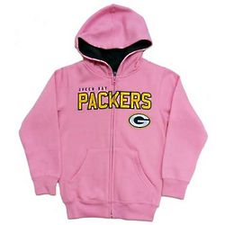 Toddler's Green Bay Packers Pink Full Zip Hoodie