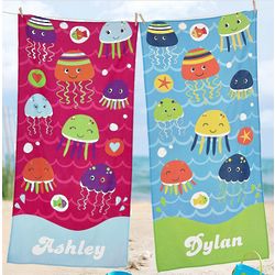 Personalized Joyful Jellyfish Beach Towel