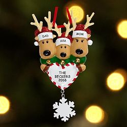 Personalized 2 or 3 Reindeer Family Ornament