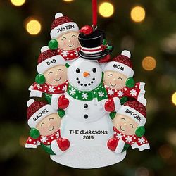 Building a Snowman Personalized Family Ornament