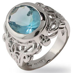 Victorian-Style Oval Cut Blue Topaz CZ Ring