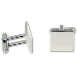 Silver Square Initial Cuff Links