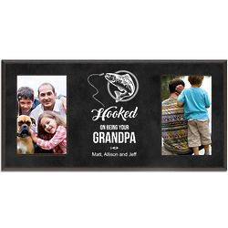 Grandfather's Hooked Fishing Theme Double 4x6 Picture Frame
