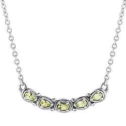 Simply Fabulous Faceted Peridot 5 Stone Sterling Silver Necklace