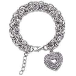 Bold Crystal Heart Charm Bracelet