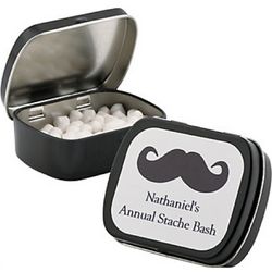 Personalized Black Mustache Mint Tins