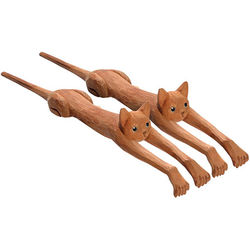 Cat-Shaped Hand-Carved Backscratchers