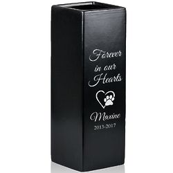 Personalized 12" Tall Black Square Vase Pet Memorial