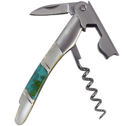 Turquoise and Mother of Pearl Waiter's Knife and Corkscrew