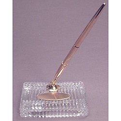 Crystal Rectangular Pen Stand with Pen