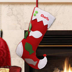 Embroidered Cat Christmas Stocking
