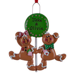 Personalized Lollipop Gingerbread Couple Christmas Ornament