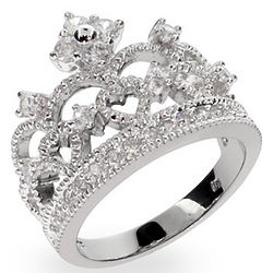 Sterling Silver and CZ Crown Tiara Ring