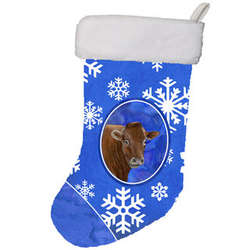 Cow with Snowflakes Holiday Stocking