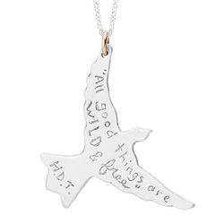 Wild and Free Bird Necklace with Thoreau Quote