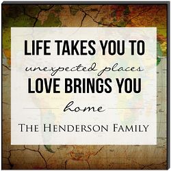 Personalized Love Brings You Home World Map Art Panel