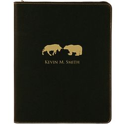 Bear & Bull Black Leatherette Personalized Portfolio with Notepad