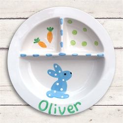 Blue Bunny Sectioned Baby Plate