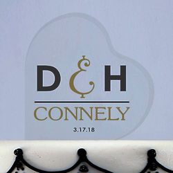 Personalized Wedding Day Acrylic Heart Cake Topper