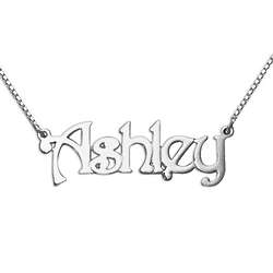 14 Karat White Gold Name Necklace with Box Chain