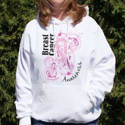 Breast Cancer Awareness Pink Scroll Hooded Sweatshirt