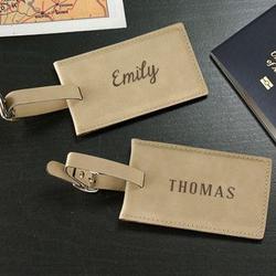 Engraved Name Leather Luggage Tag
