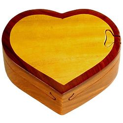 Handcrafted Wooden Heart Secret Puzzle Box