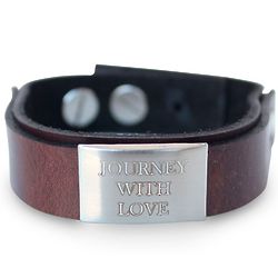 Love is a Journey Leather and Nickel Wristband Bracelet