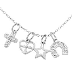 4 Charm Necklace in .925 Sterling Silver