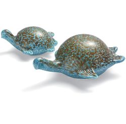 2 Small Glass Turtle Figurines
