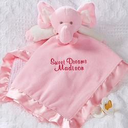 Personalized Pink Elephant Baby Blankie