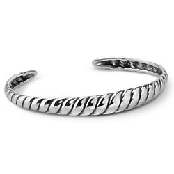 Silver Ribbed Cuff Bracelet
